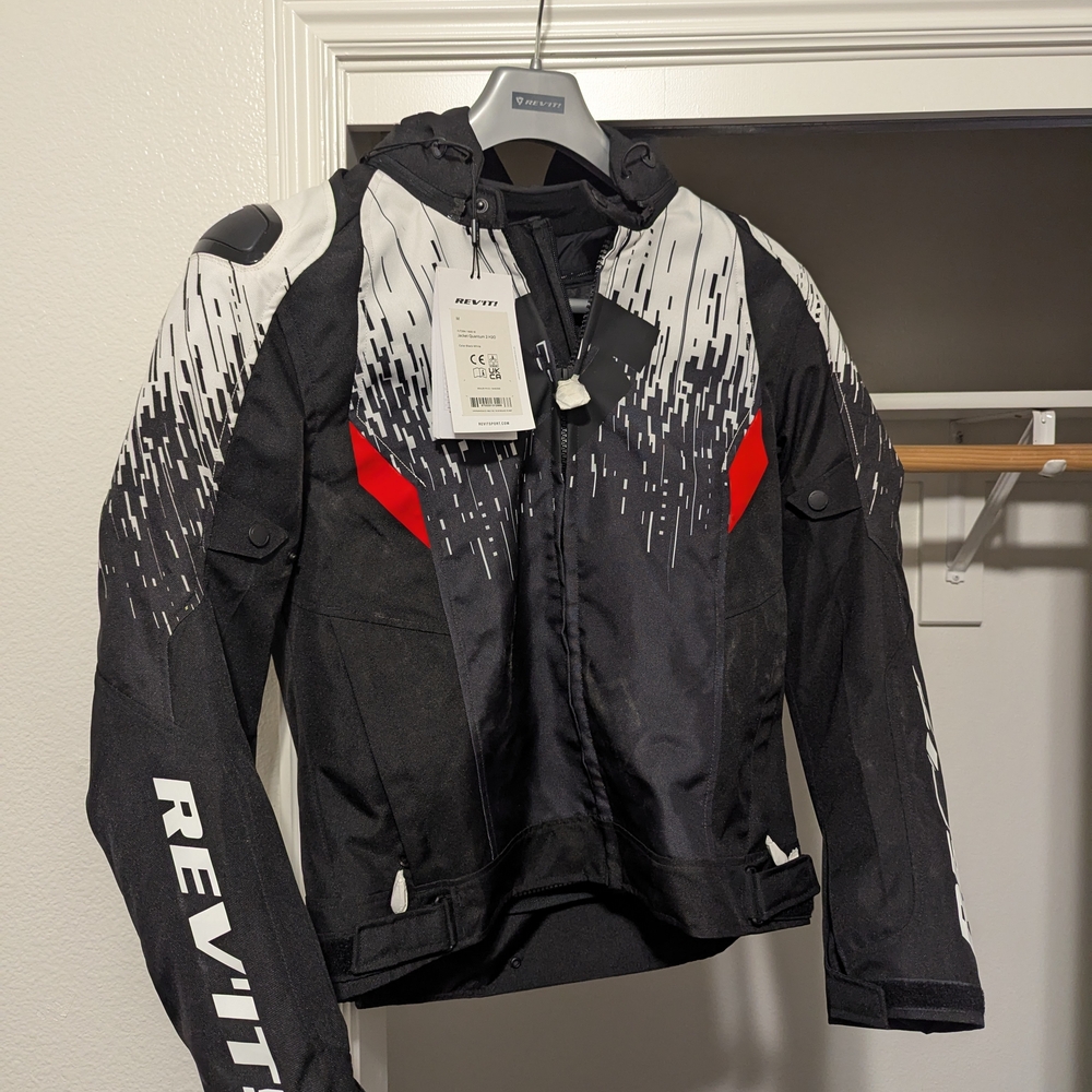 REV'IT! Quantum 2 H2O Black and White Textile Motorcycle Jacket - BRAND NEW